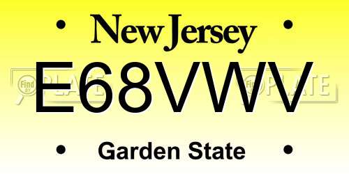 E68VWV New Jersey License Plate