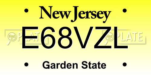 E68VZL New Jersey License Plate