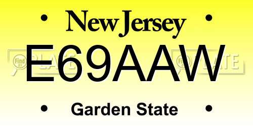 E69AAW New Jersey License Plate