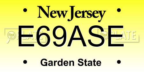 E69ASE New Jersey License Plate