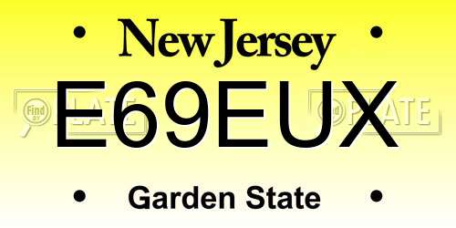 E69EUX New Jersey License Plate