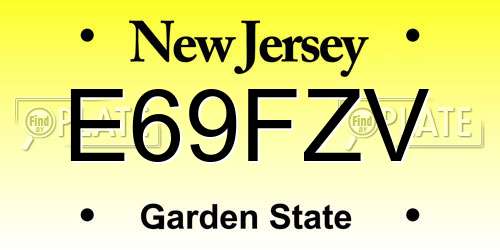 E69FZV New Jersey License Plate