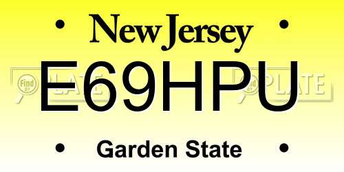 E69HPU New Jersey License Plate