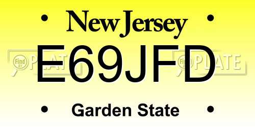 E69JFD New Jersey License Plate