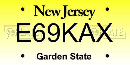 E69KAX New Jersey License Plate