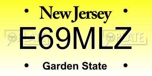 E69MLZ New Jersey License Plate