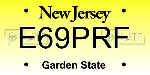 E69PRF New Jersey License Plate