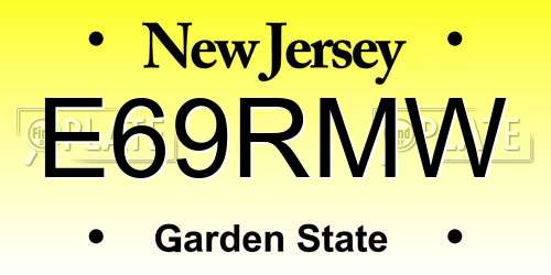 E69RMW New Jersey License Plate