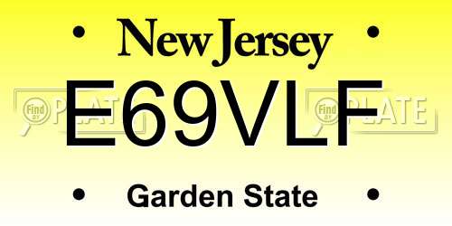 E69VLF New Jersey License Plate