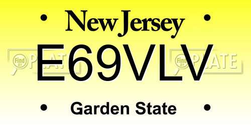 E69VLV New Jersey License Plate