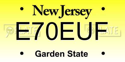 E70EUF New Jersey License Plate