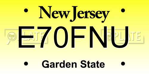E70FNU New Jersey License Plate