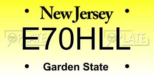 E70HLL New Jersey License Plate