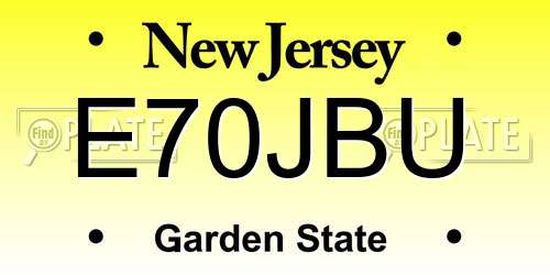E70JBU New Jersey License Plate
