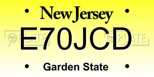 E70JCD New Jersey License Plate