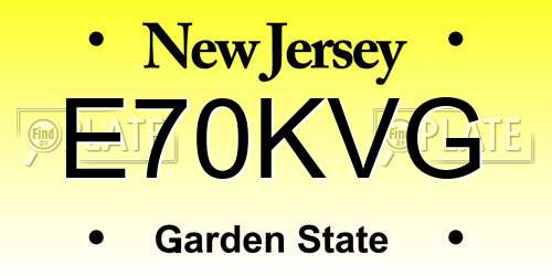 E70KVG New Jersey License Plate