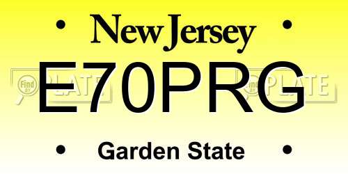 E70PRG New Jersey License Plate