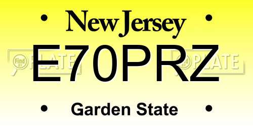 E70PRZ New Jersey License Plate