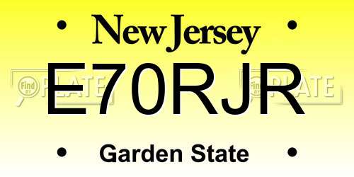 E70RJR New Jersey License Plate