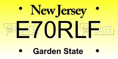 E70RLF New Jersey License Plate