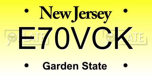 E70VCK New Jersey License Plate