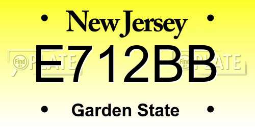 E712BB New Jersey License Plate
