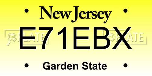 E71EBX New Jersey License Plate