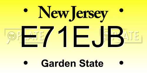 E71EJB New Jersey License Plate