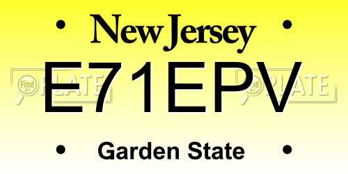 E71EPV New Jersey License Plate