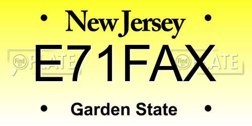 E71FAX New Jersey License Plate