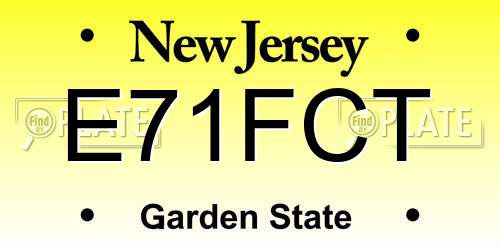 E71FCT New Jersey License Plate