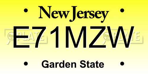 E71MZW New Jersey License Plate