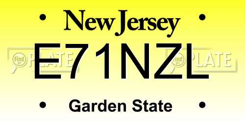 E71NZL New Jersey License Plate