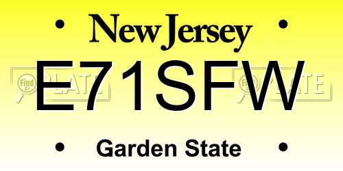 E71SFW New Jersey License Plate