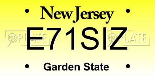E71SIZ New Jersey License Plate