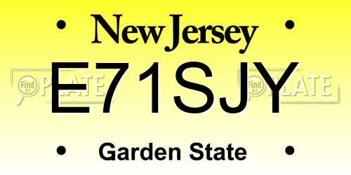E71SJY New Jersey License Plate