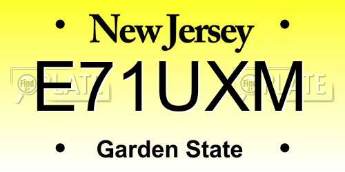 E71UXM New Jersey License Plate