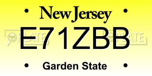 E71ZBB New Jersey License Plate