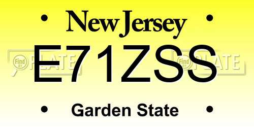 E71ZSS New Jersey License Plate