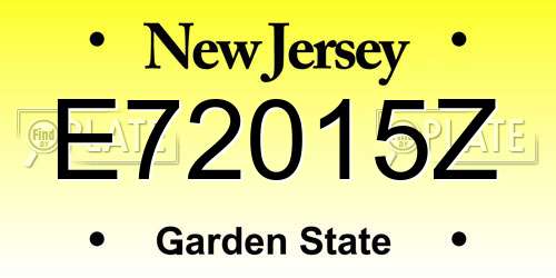 E72015Z New Jersey License Plate