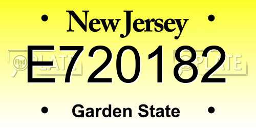 E720182 New Jersey License Plate