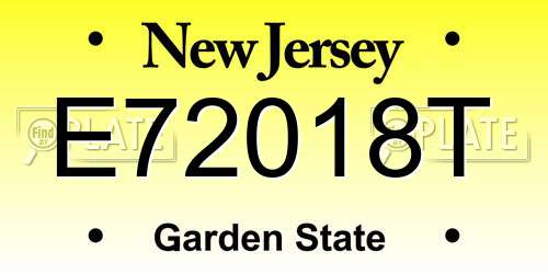 E72018T New Jersey License Plate