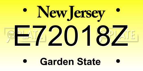 E72018Z New Jersey License Plate