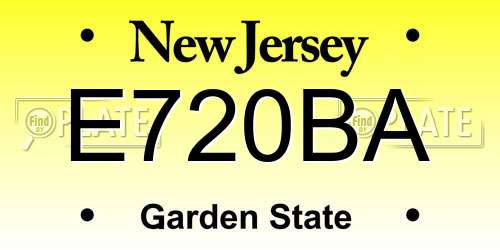 E720BA New Jersey License Plate