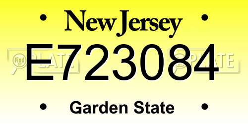 E723084 New Jersey License Plate