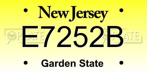 E7252B New Jersey License Plate