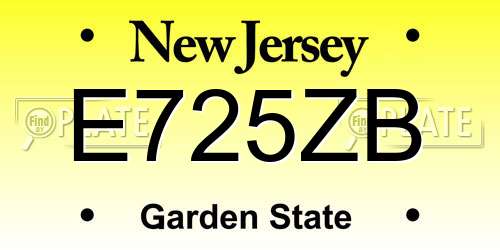E725ZB New Jersey License Plate