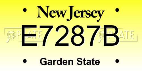 E7287B New Jersey License Plate