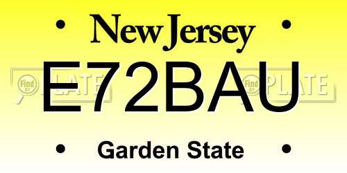 E72BAU New Jersey License Plate