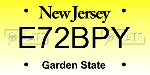 E72BPY New Jersey License Plate